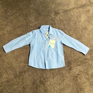 Brand new never worn kids blue Mayoral linen dress shirt